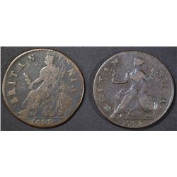 1699 & 1738 BRITISH HALF PENNYS
