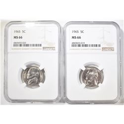 (2) 1965 NICKELS NGC MS-66