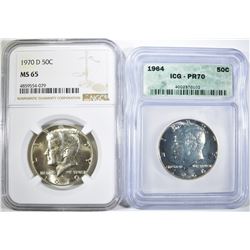 2-GRADED KENNEDY HALF DOLLARS: