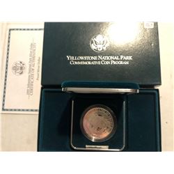 1999 Silver YELLOWSTONE National Park Commemorative Coin in Original Box