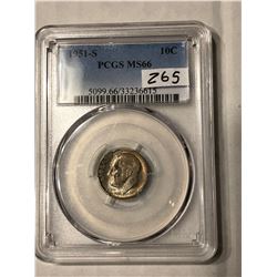 1951 S Roosevelt Dime Certified PCGS MS 66