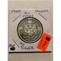 Beautiful 1964 Silver Canada Half Dollar PROOF