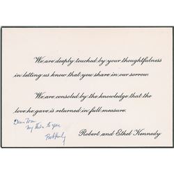 Robert F. Kennedy Signed Sympathy Card