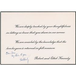 Robert F. Kennedy Signed Sympathy Card