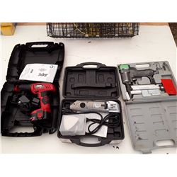 Skil 12V Cordless Drill With Battery, ROK Multi-tool, Bex 18ga. Brad Nailor