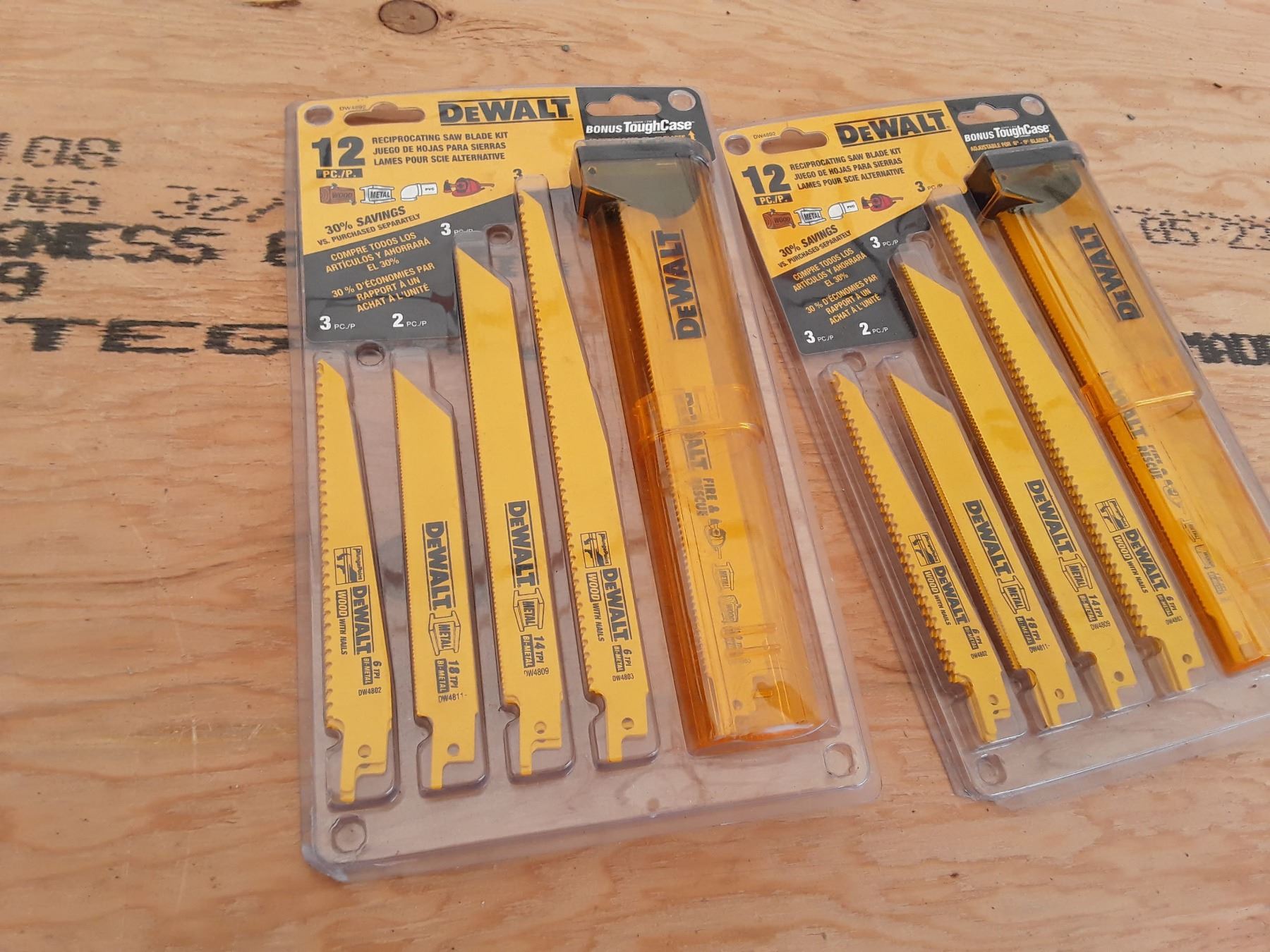 2 Dewalt 12 Piece Reciprocating Saw Blade Set