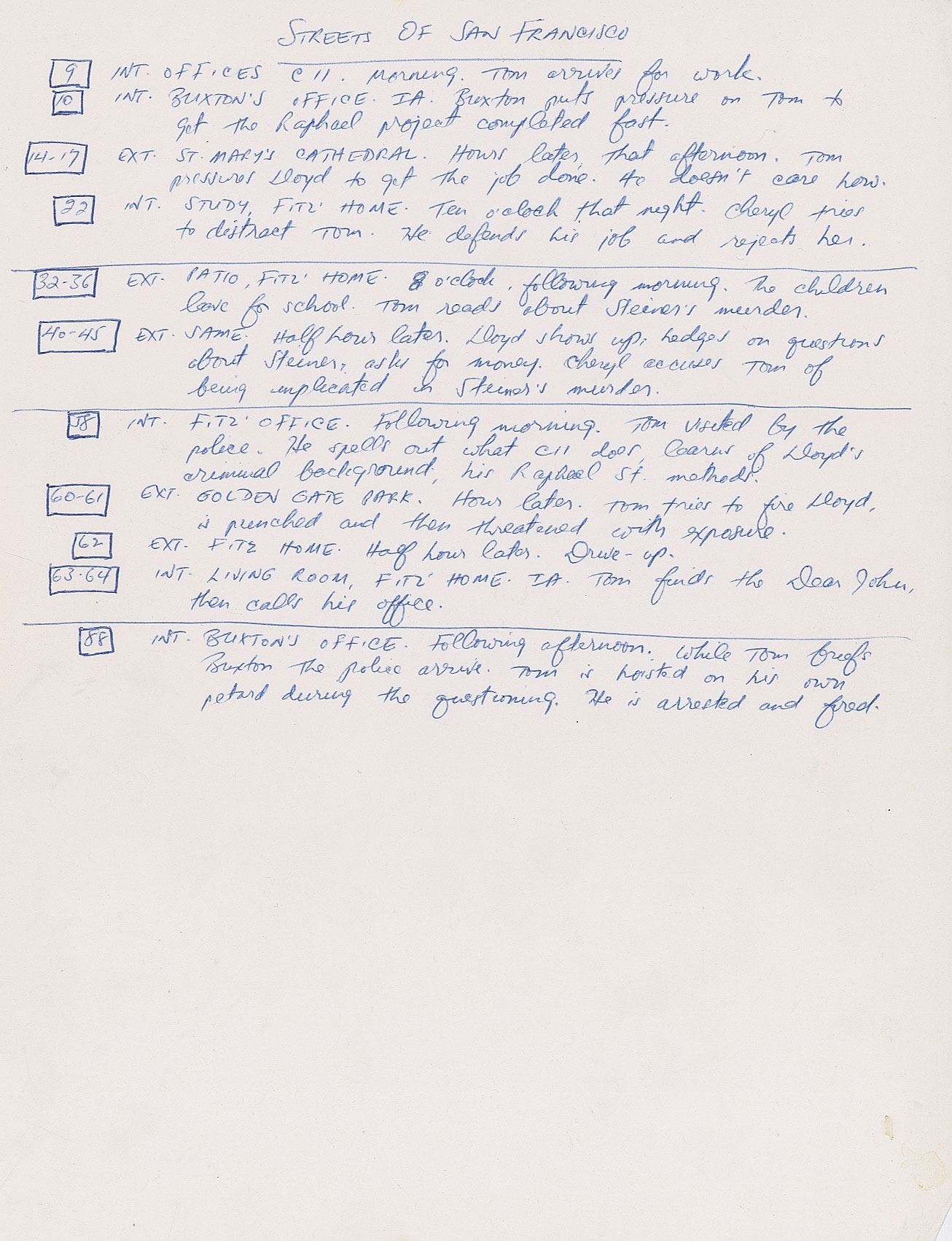 Bradford Dillman S Script For The Streets Of San Francisco