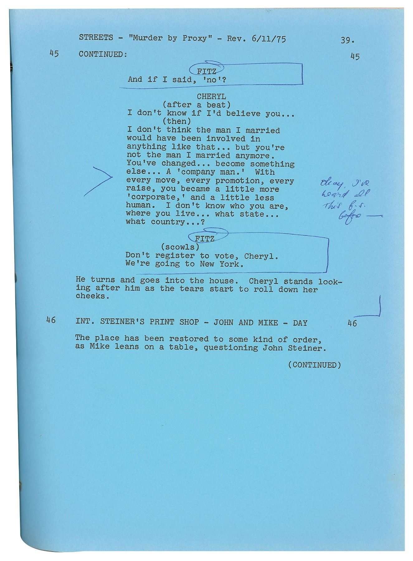Bradford Dillman S Script For The Streets Of San Francisco