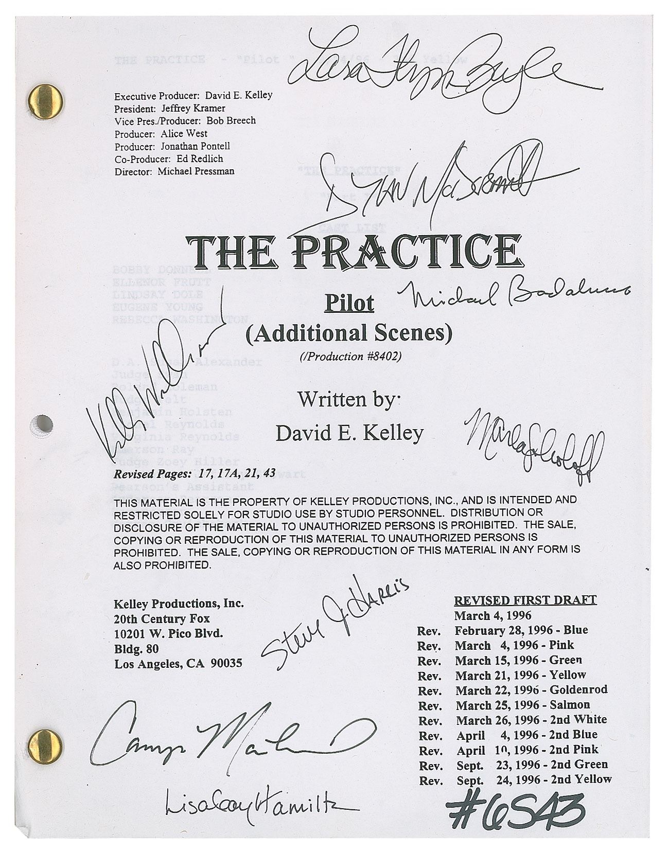 The Practice Cast signed Script The practice cast signed script