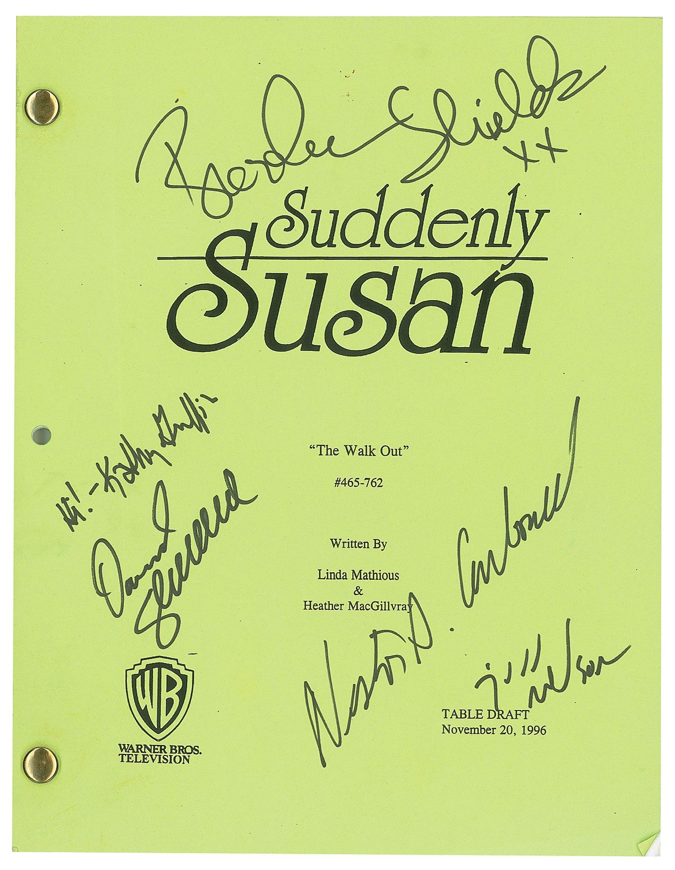 Suddenly Susan Cast-signed Script