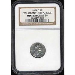 1971-D Error 1c on 10c Plan NGC AU58 [L#1070