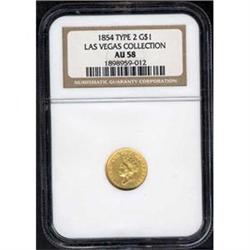 1854 T2 G$1 NGC AU58 [L#1072