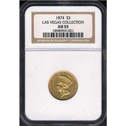 1874 $3 NGC AU55 [L#1084