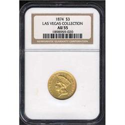 1874 $3 NGC AU55 [L#1085