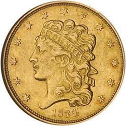 1834 No Motto P4 $5 NGC AU53 [L#1087