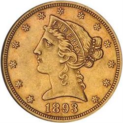 1893-CC $5 NGC AU58 [L#1091