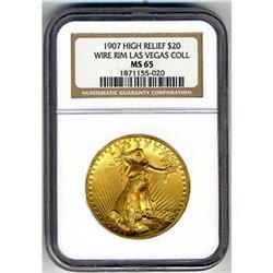 1907 HR $20 Wire Rim NGC MS65 [L#1128