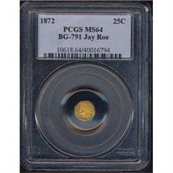 1873 Cal Gold 25C BG-728 PCGS MS64 [L#1471