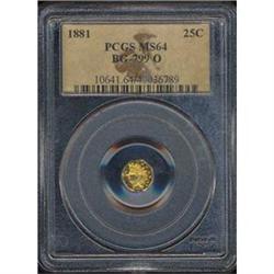 1874 Cal Gold 25C BG-795 PCGS MS65 [L#1474