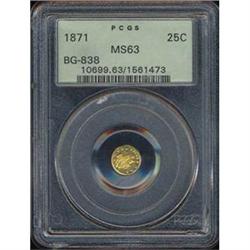 1870 Cal Gold 25C BG-808 PCGS MS66 [L#1479