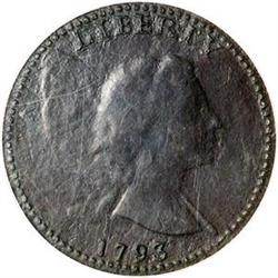 1850 Half Cent Struck-thru-grease AU50 [L#2003