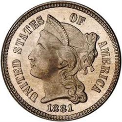 1881 3cN PCGS PF66 [L#2095