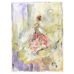 Marta Wiley, Original Mixed Media Painting on Canvas, Thumb Printed and Hand Signed with Certificate