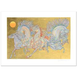 Guillaume Azoulay, "Lever De Soleil" Limited Edition Serigraph with Hand Laid Gold Leaf, Numbered an