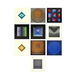 Victor Vasarely (1908-1997) - "Vonal Portfolio" Includes 10 Heliogravure Prints, Titled Inverso.