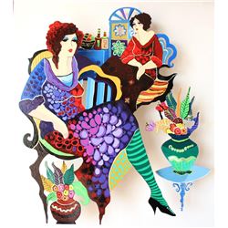 Patricia Govezensky- Original Painting on Cutout Steel "We'll be Together"