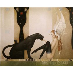 Michael Parkes "Black Panther White Wings" Masterworks on Canvas