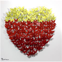 Patricia Govezensky- Original 3D Metal Art on Wood "Heart"