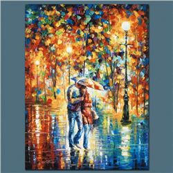 Leonid Afremov "Rainy Evening" Limited Edition Giclee on Canvas, Numbered and Signed; Certificate of