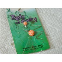 BODY JEWELRY - ORANGE/WHITE - NEW - SURGICAL STEEL