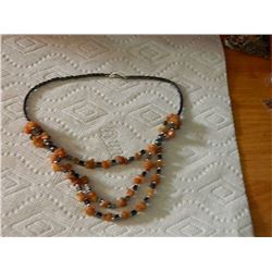 NECLACE - POLISHED FREE FORM AGATE & HEMITITE