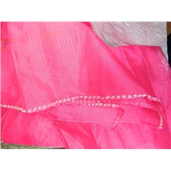 SHAWL, HIJAB - NEW - FEUSIA - BEADS ON END - SOME DISCOLOR - 17 X 79"