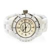 Image 1 : Chanel Ladies J12 Ceramic & Stainless Steel 33mm Mother of Pearl Diamond Dial Wa