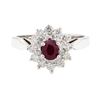 Image 2 : 14KT White Gold 0.60 ctw Diamond and Ruby Ring