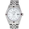Image 2 : Rolex Mens Stainless Steel White Diamond & Ruby 36MM Datejust Wristwatch