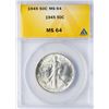 Image 1 : 1945 Walking Liberty Half Dollar Coin ANACS MS64