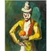 Image 3 : Spanish Portrait of Clown Oil on Panel Framed