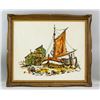Image 2 : Signed Tucker Oil on Canvas Harbor Scene