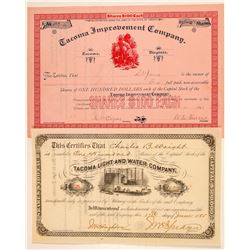 Two Tacoma Stock Certificates  (100975)