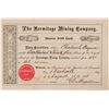 Image 1 : Hermitage Mining Company Stock Certificate  (100762)