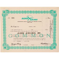 Aloha Airlines Stock Certificate  (101531)