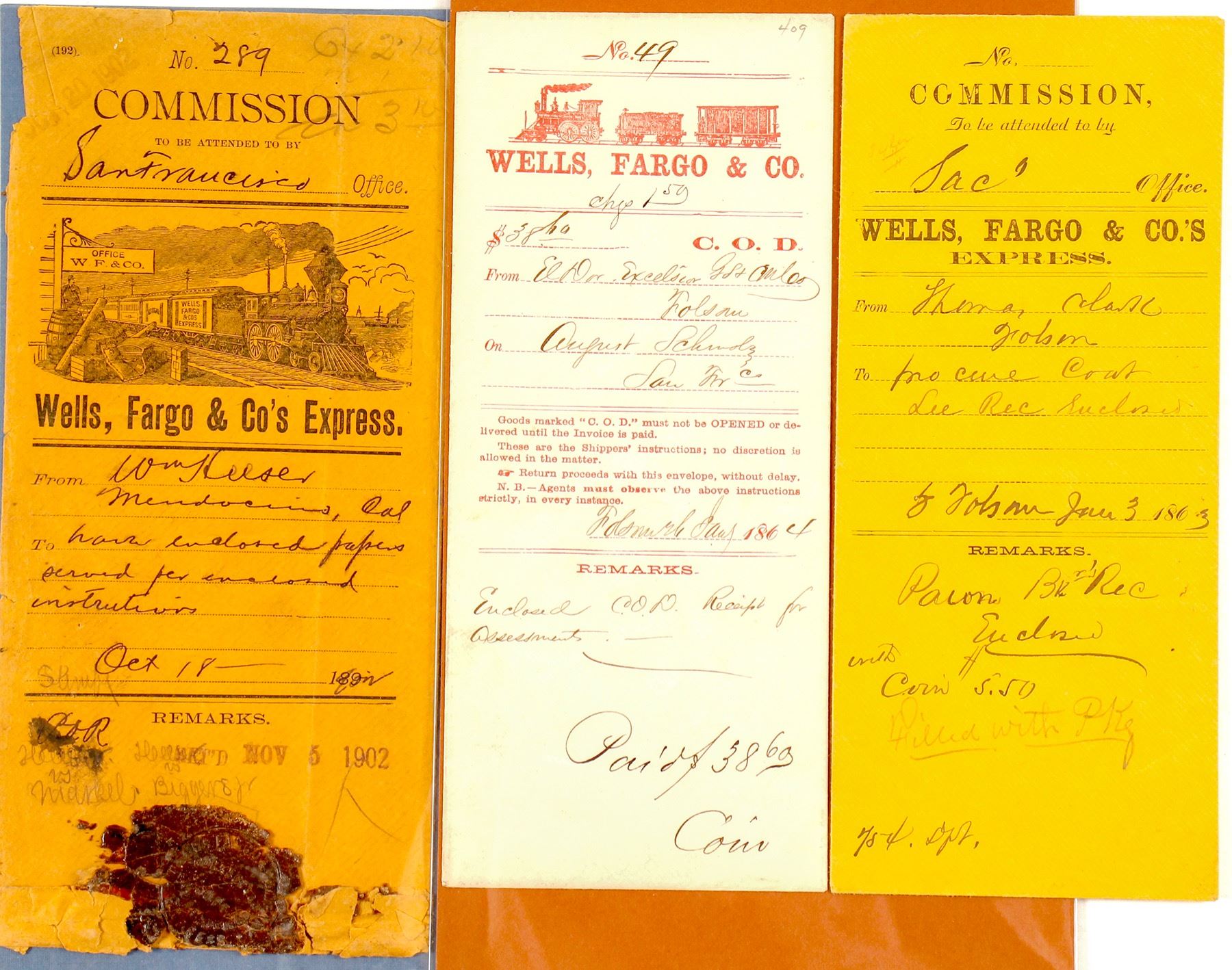 Commission and COD Wells Fargo Envelopes (56030) - Holabird Western ...