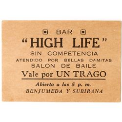 Dance Ticket from High Life Bar  (103513)