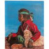 Image 1 : Oil Painting / Native American Boy With lamb / By Edmund P. Kellog.  (102141)