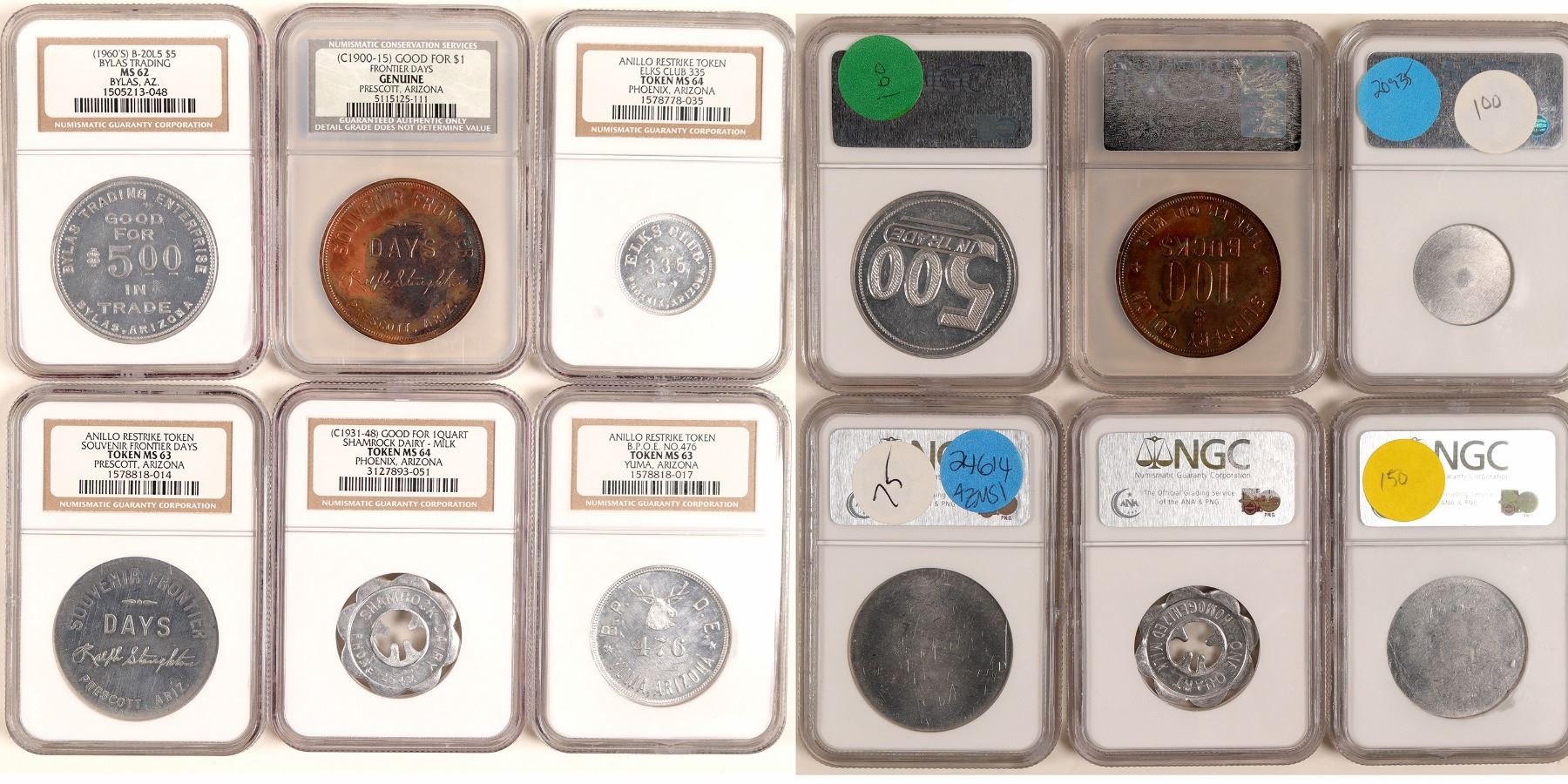 Six Slabbed Arizona Tokens (102309)