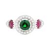 Image 2 : 1.73 ctw Tsavorite Garnet, Ruby and Diamond Ring - 18KT White Gold